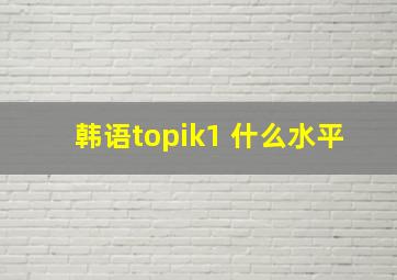 韩语topik1 什么水平